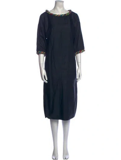 Pre-owned Geoffrey Beene Vintage Midi Length Dress In Blue