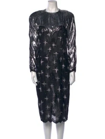Pre-owned Geoffrey Beene Vintage Midi Length Dress In Silver