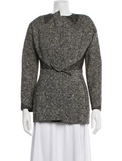 Pre-owned Geoffrey Beene Vintage Tweed Pattern Jacket In Gray