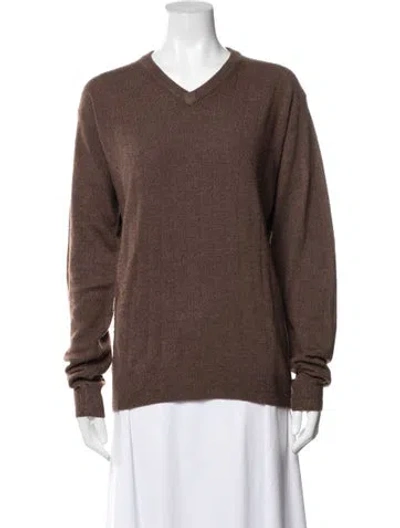 Pre-owned Geoffrey Beene V-neck Sweater In Brown