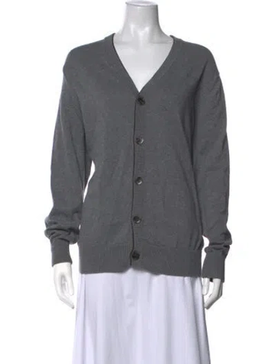 Pre-owned Geoffrey Beene V-neck Sweater In Grey
