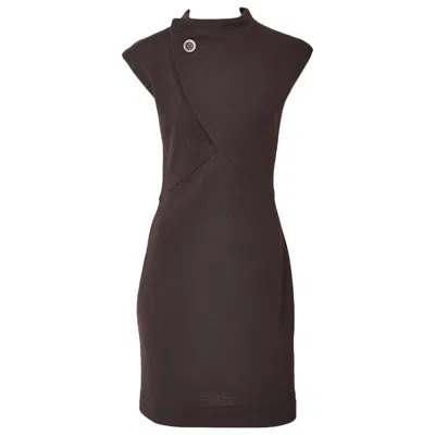 Pre-owned Geoffrey Beene Wool Jersey Day Dress In Black