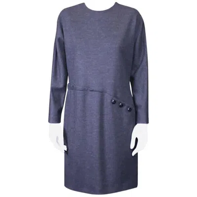 Pre-owned Geoffrey Beene Wool Jersey Spiral Seam Dress In Gray