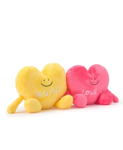 Geoffrey's Toy Box Babies' Buddies Conversation Hearts Plush Toy Set In Light,pastel Yellow