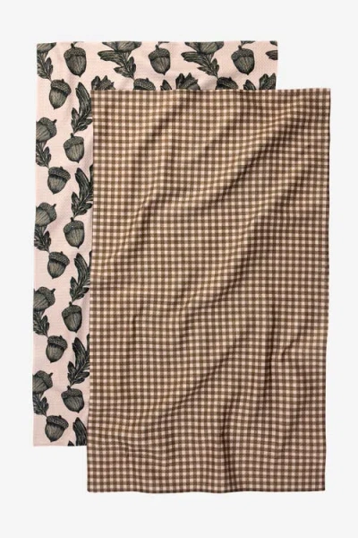 Geometry Kitchen Tea Towel Set In Brown