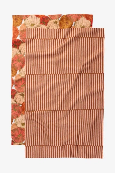 Geometry Kitchen Tea Towel Set In Orange