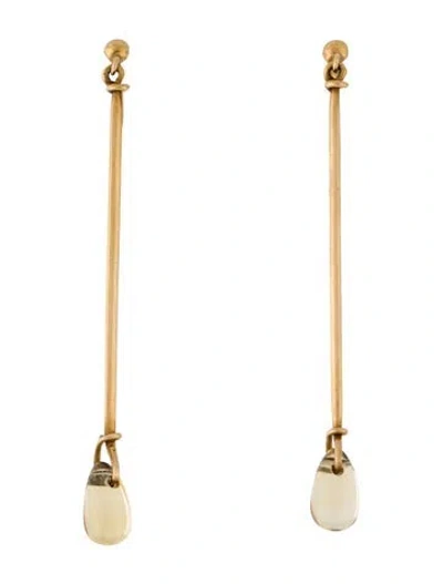 Pre-owned Georg Jensen 18k Citrine Torun Long Clip-on Earrings In Multi