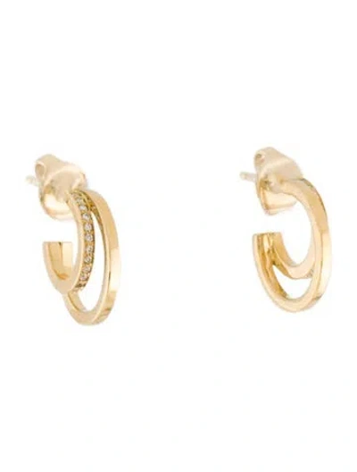 Pre-owned Georg Jensen 18k Diamond Double Huggie Hoop In Multi