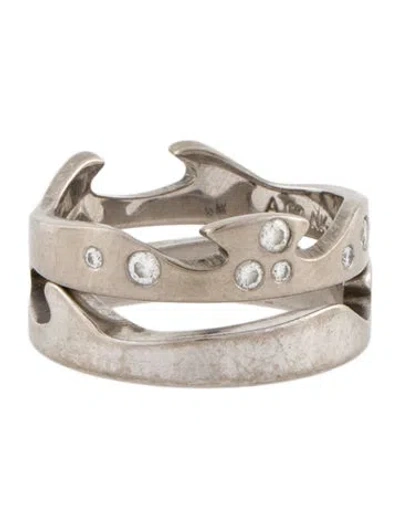 Pre-owned Georg Jensen 18k Diamond Fusion Band Ring Set In Multi