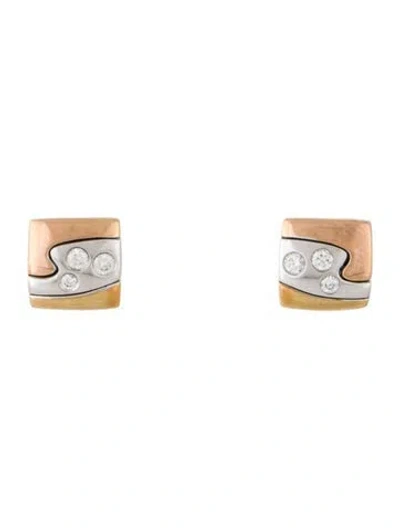 Pre-owned Georg Jensen 18k Diamond Fusion Studs In Multi