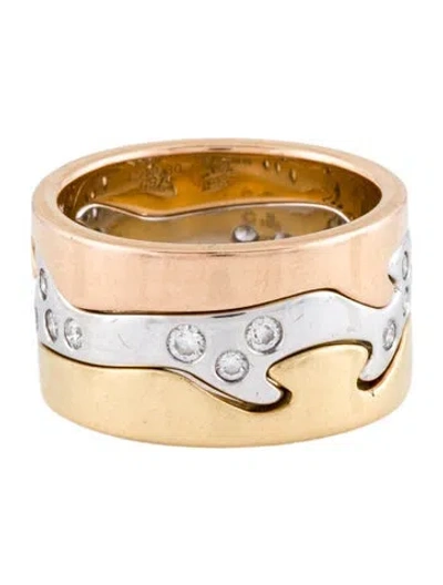 Pre-owned Georg Jensen 18k Diamond Fusion Three Ring In Multi