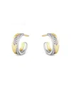 Georg Jensen 18k White & Yellow Gold Fusion Diamond Pave Wavy Small Hoop Earrings In White/gold/. Ct. T.w.