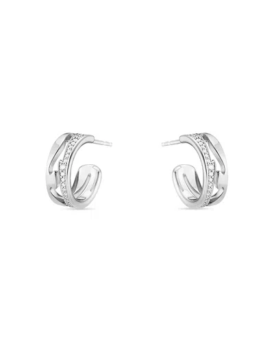 Georg Jensen 18k White Gold Fusion Diamond Small Hoop Earrings