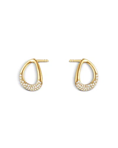 Georg Jensen 18k Yellow Gold Offspring Diamond Open Stud Earrings In White/gold