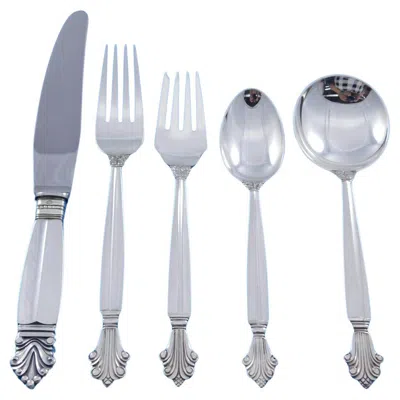 Pre-owned Georg Jensen Acanthus By  Sterling Silver Flatware Set 12 Service 60 Pcs Dinner