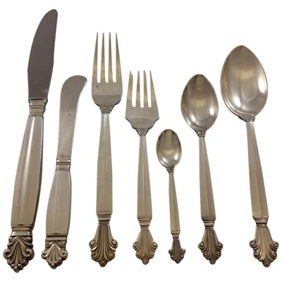Pre-owned Georg Jensen Acanthus By  Sterling Silver Flatware Set 12 Service 93 Pcs Dinner