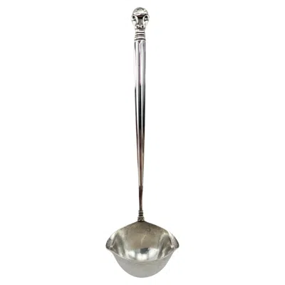 Pre-owned Georg Jensen 'acorn' Sterling Silver Cream Or Sauce Ladle In White