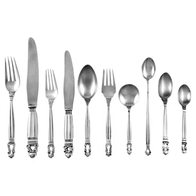 Pre-owned Georg Jensen Acorn Sterling Silverware Service, 12 Settings, 1930