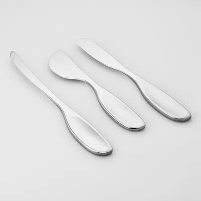 Georg Jensen Alfredo Stainless Steel Cheese Knife Set 3 Pieces 3390214 In Silver