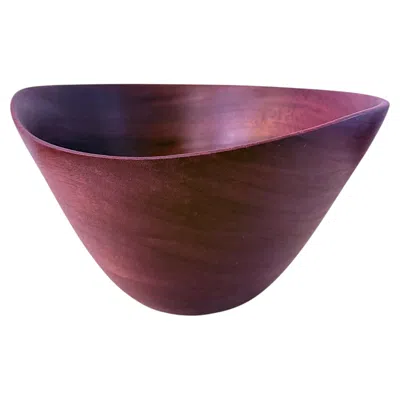 Pre-owned Georg Jensen American Mid Century Solid Mahogany Hand Turned Freeform Large Bowl Catch It All In Brown