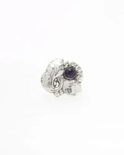 Georg Jensen Amethyst Silver Brooch In Metallic
