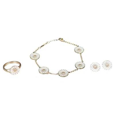Pre-owned Georg Jensen And Bernhard Hertz. Daisy Set In Gilt Sterling Silver. Late 20th C. In Multi