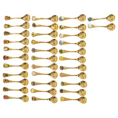 Pre-owned Georg Jensen Annual Spoon Collection In Gilt Sterling Silver With Enamel In Sand