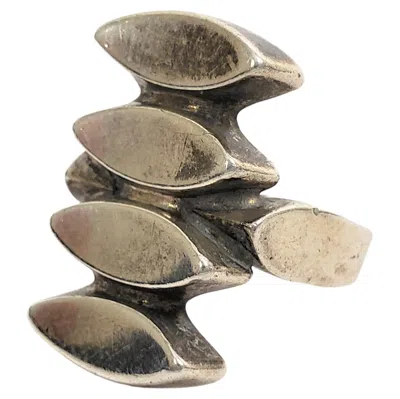 Pre-owned Georg Jensen Antique  Ladies Sterling Silver Ring With A Geometric Design In Brown