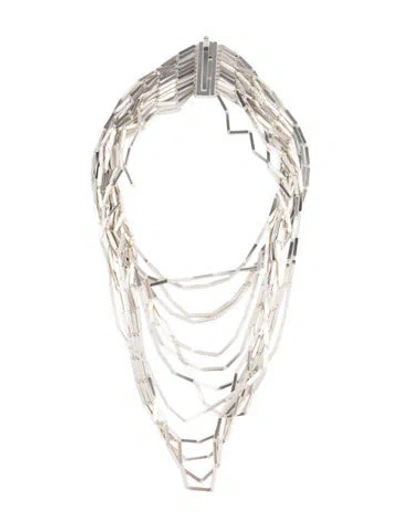 Pre-owned Georg Jensen Aria Multistrand Bar Collar Necklace, 18" In Multicolor