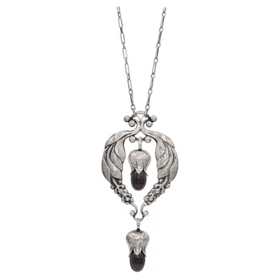 Pre-owned Georg Jensen Art Nouveau  No.51 830 Silver Garnet Necklace In Multi