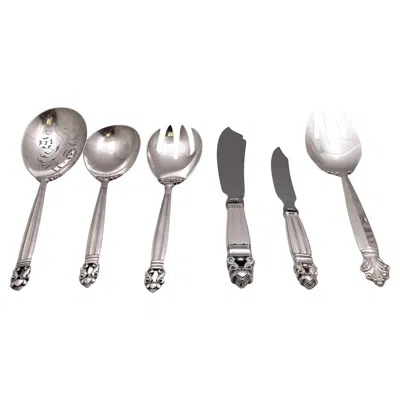 Pre-owned Georg Jensen Assorted Sterling Silver Servers In Acorn Pattern