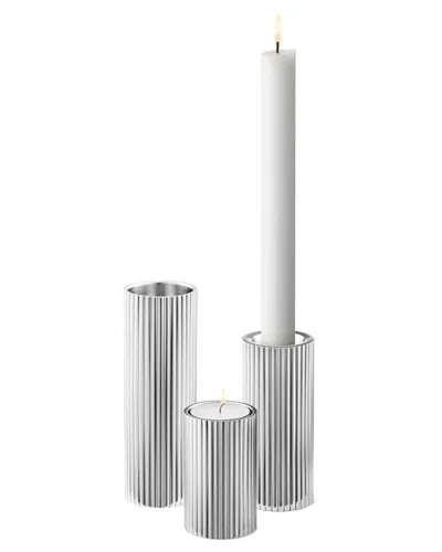 Georg Jensen Bernadotte Medium Tealight/taper Candle Holder In Silver