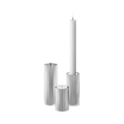 Georg Jensen Bernadotte Tealight & Candleholder, Set Of 3 In Metallic