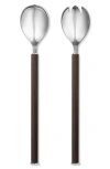 Georg Jensen Bernadotte 2-piece Salad Server Set In Silver/brown