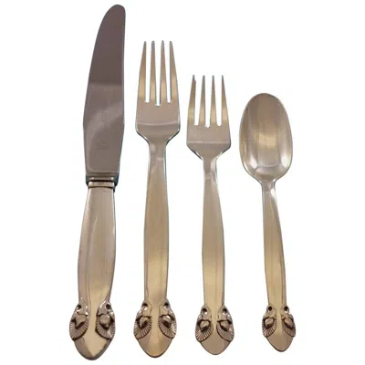 Pre-owned Georg Jensen Bittersweet By  Sterling Silver Flatware Set Service 53 Pcs Dinner In Brown