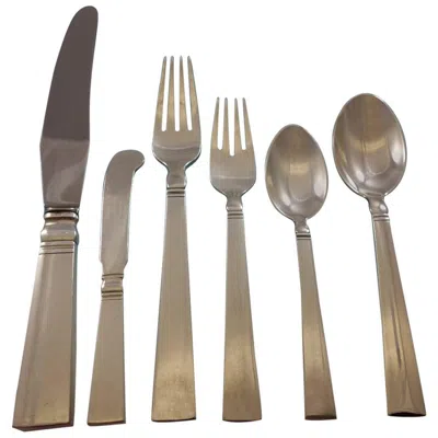 Pre-owned Georg Jensen Blok By  Sterling Silver Flatware Set 12 Service 72 Pcs Dinner In Brown