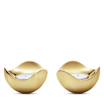 Georg Jensen Bloom Botanica Gold Tealight Candleholder, Set Of 2