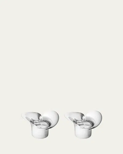 Georg Jensen Bloom Botanica Tea Light Candle Holders, Set Of 2 In Silver