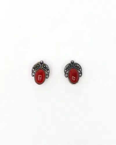 Georg Jensen Carnelian Silver Clip-on Earrings In Red