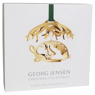 Pre-owned Georg Jensen Christmas Ornament Featuring A Reindeer Made In Brass & 18 Karat Gold From 2023 In Gray