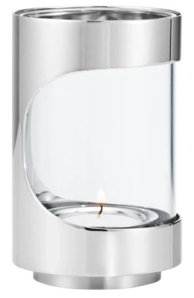 Georg Jensen Chrome Contours Tealight Candle Holder In Metallic
