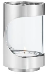 Georg Jensen Chrome Contours Tealight Candle Holder In Silver/clear
