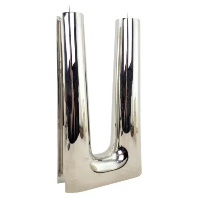 Pre-owned Georg Jensen Contemporary  Polished Stainless Steel Candle Holder Or Candelabra In Sand