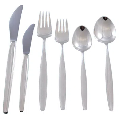 Pre-owned Georg Jensen Cypress By  Sterling Silver Flatware Set For 12 Service 75 Pc Dinner