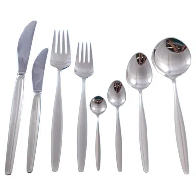 Pre-owned Georg Jensen Cypress By  Sterling Silver Flatware Set Service 53 Pcs Dinner