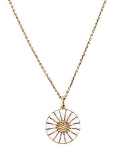 Pre-owned Georg Jensen Daisy Enamel Pendant Necklace, 18" In White