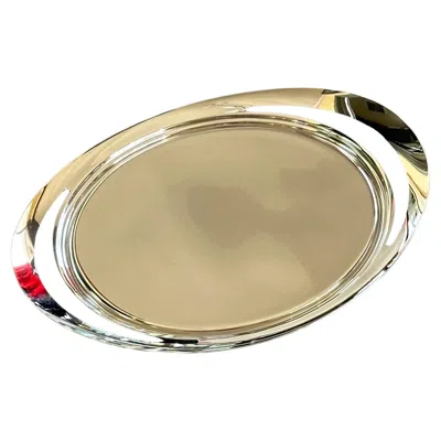 Pre-owned Georg Jensen Danish Modern Oval Stainless Steel "cobra" Serving Tray By  Nib In Sand