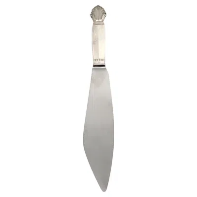 Pre-owned Georg Jensen Denmark Acanthus Sterling Silver Handle Cake Serving Knife #12319 In Multi