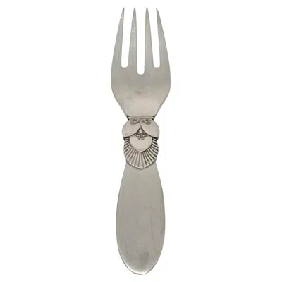 Pre-owned Georg Jensen Denmark Cactus Sterling Silver Baby Fork W/mono #19469 In Multi