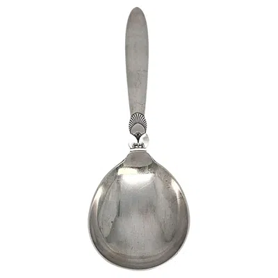 Pre-owned Georg Jensen Denmark Cactus Sterling Silver Small Serving Spoon 8" #16893 In Multi